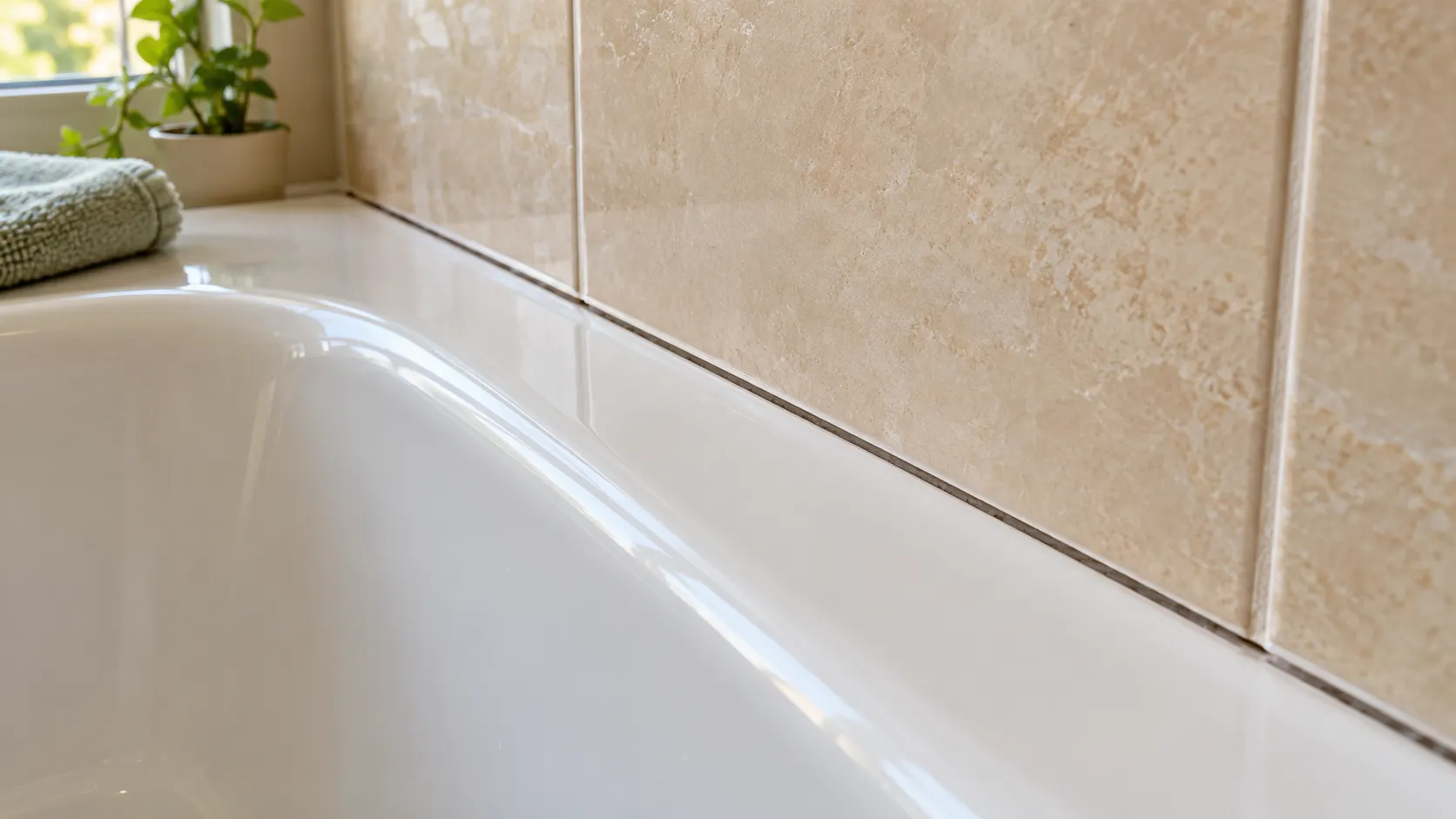 Clean bathtub and tile surfaces with the old caulk removed before resealing