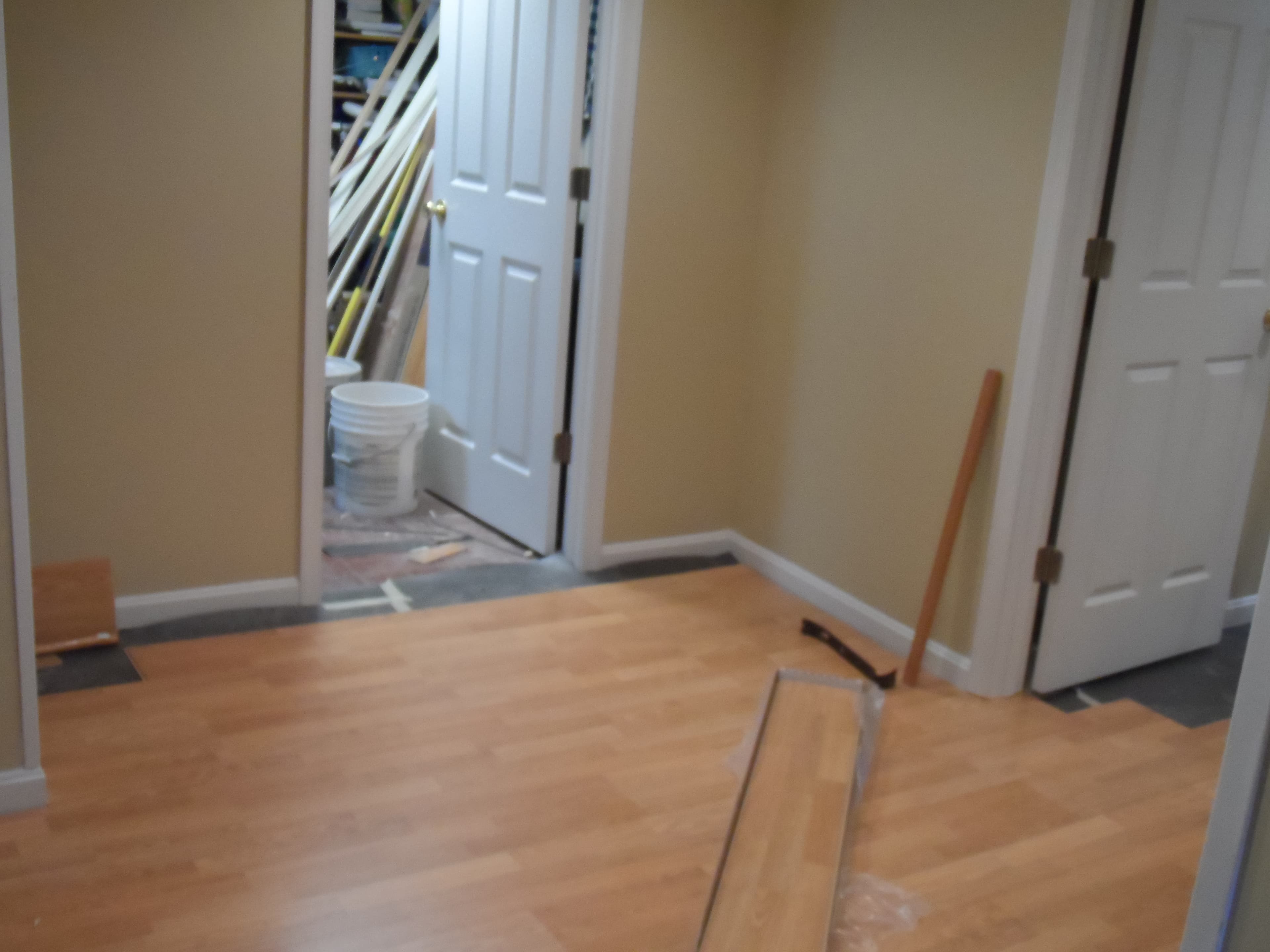 Pergo flooring in basement before image 1